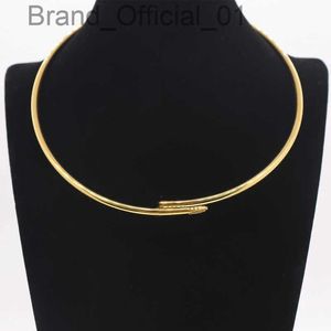 Designer halsband hänge halsband titan smycken grossist damer smidig hård ring halsband klassisk nagelborr krage x0830