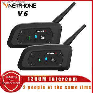 VNetphone V6 Motorcykel Bluetooth Helmet Headset Intercom 1200m för motorcykel 6 Riders BT Wireless Waterproof Interphone Mp3 Q230830