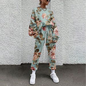 Män s hoodies Sweatshirt S Two Piece Set Floral Print Tracksuit Casual Long Sleeve Sport Sours Spring Autumn and Pant 230829