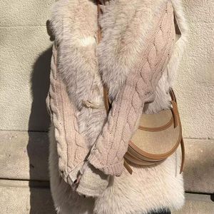 Kadın Kürk Avrupa ve Amerika Sonbahar Kış 2023 Sıradan Yuvarlak Boyun Düğmesi Sahte Sıcak Yelek gevşek zarif ceket