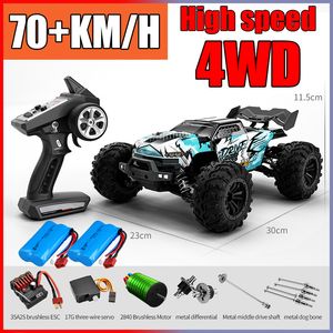 Electric RC Car RC Off Road 4x4 Silna prędkość 75 km H zdalny sterownik z reflektorem LED bezszczotkowane 4WD 1 16 Monster Truck Toys For Boys Prezent 230829