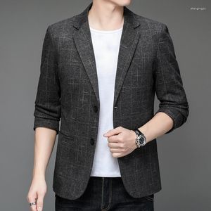 Ternos masculinos de alta qualidade casual clássico blazers 2023 outono e inverno negócios fino ajuste único breasted malha blazer jaquetas