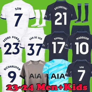 KULUSEVSKI KANE FILHO Camisas de futebol 23 24 Tottenhamn RIHARLISON HOJBJEG SPENCE PERISIC DIER 2023 2024 LUCAS ROMERO Camisas de futebol SPURS Homens crianças conjunto