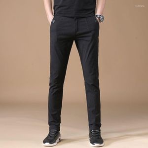 Men's Suits Long Length Ice Silk Men Trousers Korean Thin Summer Elegant Casual Suit Pants Chandals Man Solid Formal 2023 Clothes C43