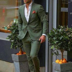 Męskie garnitury 2023 Stylowe 2 sztuki (spodnie kurtki) ciemnozielone mężczyźni Slim Fit Groom Tuxedo Modna moda zestaw kombinezonów ślubnych luksus