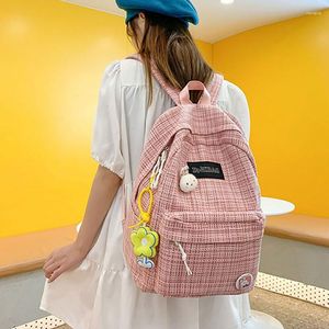 Mochila Moda Menina College School Bag Casual Simples Mulheres Stripe Book Packbags para Adolescente Viagem Ombro Mochila