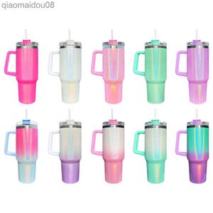 Tumblers Wasserflasche 40 Unzen Edelstahl Vakuum isoliert Thermalbecher mit Deckel und Stroh tragbarer Sportkälte und heißer Kaffee -Reisebecher HKD230830