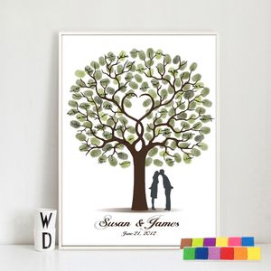 Outros suprimentos para festas de eventos Presente de casamento Pintura de árvore de impressão digital Beijo Amante Festa de casamento Livro de convidados Impressão digital Livro de casamento pintura em tela sala de estar 230829