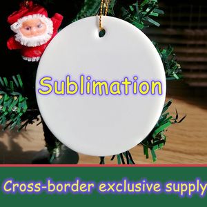 Express!! Christmas Decoration European and American Quality 3 Inch Heat Transfer Christmas Coating Pendants Sublimation Ceramic Pendant LG09 Printing Pendant