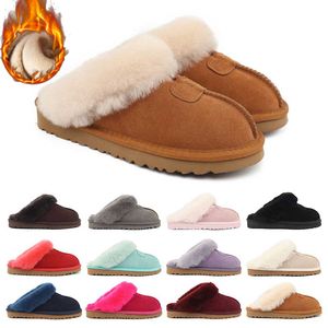 Sandały designerskie Zimowe kobiety śniegowe Klasyczne futra luksusowe Slipper kasztanowy szary moda moda na zewnątrz rozmiar sandałów 3-12