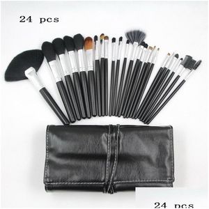 Makeup Brushes 24 Piece Brush Set Get Hair Leather Pouch Beauty Tool Coloris Professional Cosmetics Make Up Kit Drop Delivery Health DHY6H