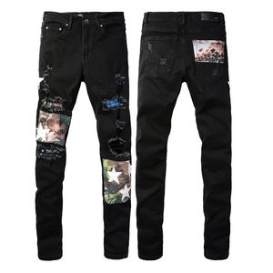 Мужчина -дизайнер Джин Мода Джинсовые штаны для мужчин скинни, разорванные разрушенные растягиваемые брюки джинсовой лучевой балки NJSF