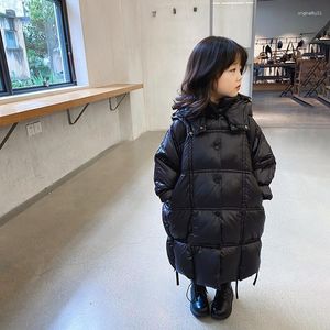 Casaco para baixo crianças meninas jaqueta de algodão inverno longo na altura do joelho quente snowsuit outerwear roupas com capuz parka ch13