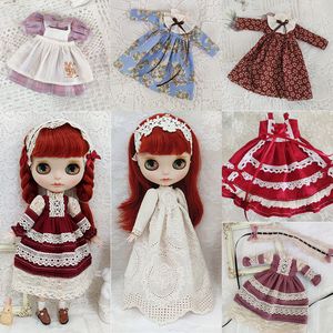 Doll Accessories Blyth Wine Red White Closes Princess Dress with ymy licca azones ob24 ob27 fr 230830