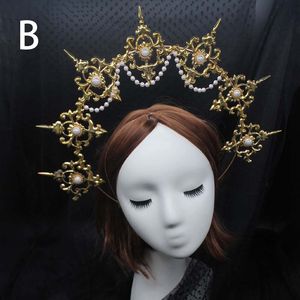 Gothic Lolita Tiara Corona Copricapo Accessori Fascia per capelli Fai da te Vintage Dea del sole Barocco Halo Copricapo Parti Decorazioni di Halloween