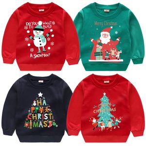 Hoodies Sweatshirts Çocuk Sweatshirt Pamuk Kırmızı Noel Sweatshirt Kızlar İçin Kızlar Üstleri Çocuklar Sweatshirt Toddler Noel Baba Kıyafetleri 1-7 Yıl 230830