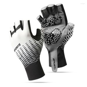 Cycling Gloves Gray Men's Summer Sports Non-slip Sunscreen Breathable Outdoor Fishing Half Finger Cotton Fiber