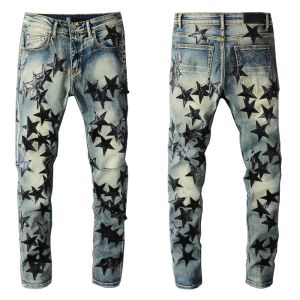Расклешенные джинсы, джинсовые комплекты, фиолетовые джинсы, дизайнерские мужские длинные брюки высшего качества, брюки, уличная одежда, застиранные старые джинсы, длинные дырки 28-40, прямые обычные джинсы из денима 888702