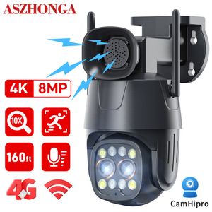 IPカメラASZHONGA 4G WIFI 10X Zoom PTZ Camera Two Way Audio 8MPセキュリティ監視リンク追跡デュアルレンズホームアウトドア230830