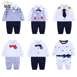 Rompers Baby Boys Pilot Uniform Cosplay Romper born Cotton Short Sleeve Gentleman Onesies Infant Costume Outfit 230830