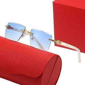Okulary przeciwsłoneczne dla mężczyzn Niebieskie okulary przeciwsłoneczne Kobieta bezramowe szklanki polaroidowe moda luksusowa drewniana rama Adumbral na zewnątrz gogle desinger okulary przeciwsłoneczne