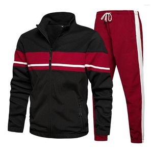 Fatos de treino outono inverno conjunto masculino treino esportes terno jaqueta calças duas peças moda casual pista marca roupas masculinas