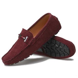 Sapatos de vestido vinho vermelho mocassins de alta qualidade homens casuais luz plana moda tendência mocassins deslizamento em sapatos de condução couro genuíno tamanho grande 38-49