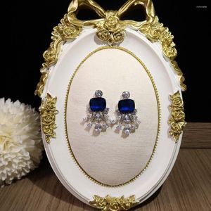 Stud Earrings Fashion Trend High Blue Prom Party Superior Quality Celebrity Anti Allergy Needle