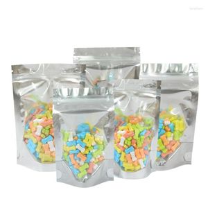 Sacos de armazenamento (comprimento aberto 24 -30 cm) um lado folha transparente brilhante prata saco de comida 25 peças preço de atacado de fábrica
