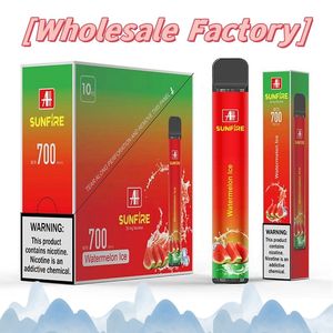 Sunfire 0% 2% 3% 5% Free 2.0ml Pod Puff Custom 700 Puff 320mAh Wholesale Disposable Vaporizer Factory Supply Puffs 700 E Cigarette Vape