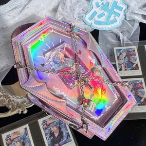 Akşam çantaları xiuya koyu gotik lolita parti el çantası PU deri zincir tabut kanatları ita çanta tatlı vintage Avrupa ortaçağ cadı crossbody 230830