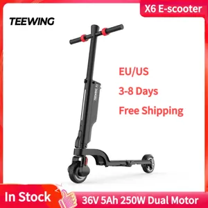 Teewing X6 Smart Electric Scooter 12 마일 접이식 킥 스쿠터 성인 250W 배터리 36V 5AH 듀얼 모터 접이식 전기 스쿠터