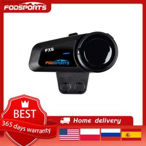 Fodsports Fx6 Motocicleta Intercom Capacete Bluetooth 5.0 Headset 6 Pilotos Agrupamento Interfone À Prova D 'Água Rádio FM Comando de Voz Q230830