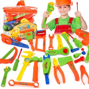 Tools Workshop 34pcs Set Bahçe Aracı Oyuncaklar Çocuklar İçin Onarımı Onarıyor, Oyun Çevre Plastik Mühendisliği Bakım Hediyeleri 230830