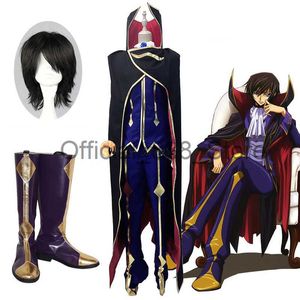 Anime Código Geass Cosplay Lelouch da Rebelião R2 Traje Zero Outfits Cosplay Traje Peruca Sapatos Halloween Carnaval Party X0830