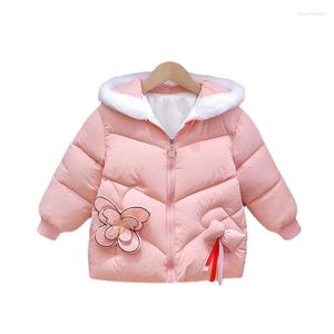 Unten Mantel Kleinkind Mädchen Kleidung Cartoon-Muster Nette Floral Design 2023 Winter Baby Outwear Kleidung Warme Baumwolle Hoodies Jacke