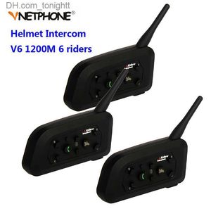 3PCS Vnetphone V6 1200M Motorcycle Bluetooth Helmet Intercom for 6 Riders BT Wireless Motorbike Interphone Headsets Earphone Q230830