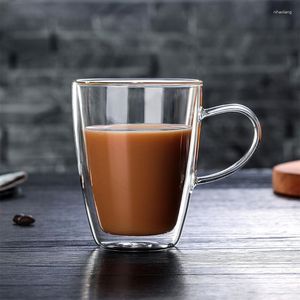 Wijnglazen 350 ml Dubbellaags glazen beker met deksel Hittebestendig Koffie Sap Theekopje Dinkware Home Office Bar Party