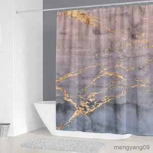 Shower Curtains Marbling Pink Shower Curtain Sets With Rugs Geometric Fabric Shower Curtain Liner Rug Carpet Bathroom Decor R230831