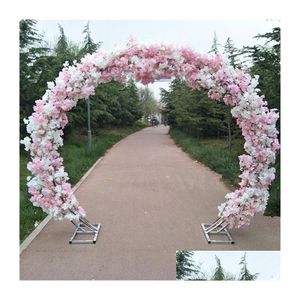 Decorative Flowers Wreaths Cherry Blossomaddiron Round Stand Lucky Door Fl Diy Wedding Window Party Decor Artificial Flower Blosso Otld4