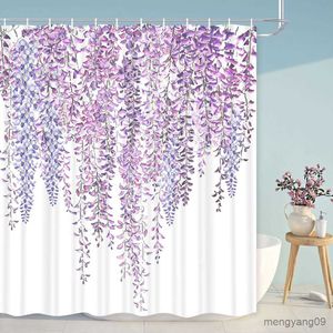 Tende da doccia Malva Fiore di ciliegio Tenda da doccia Viola Lilla Sakura Fiore di primavera Floreale geometrico Set da bagno per ragazze R230830