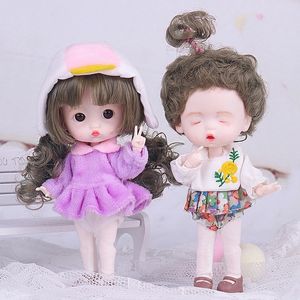 Куклы Mini 112 Doll 20 подвижные суставы Boy Girl OB11 Кертальный короткий парик с милым выражением лица 13 см. Подарок игрушек для девочек 230830