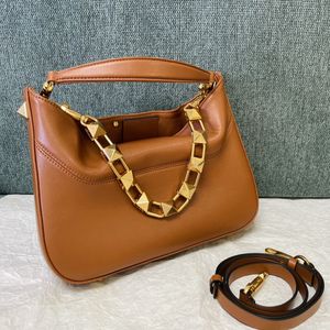 Valentinno saco de ombro superior qualidade designer macio bezerro mulheres tote saco ouro studs couro luxo rosa preto senhora pequena bolsa