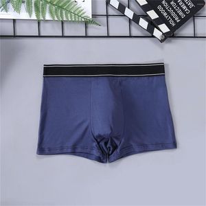 Cuecas masculinas roupa interior cor sólida calcinha masculina leite seda respirável confortável boxer listrado u-convexo esportes homewear underpant