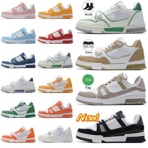 2023 Designer Treaker Treaker Trener Buty Casual Buty Calfskin Abloh White zielony czerwony niebieski litera Platforma Low Sports Basketball Sneakers Rozmiar 36-45