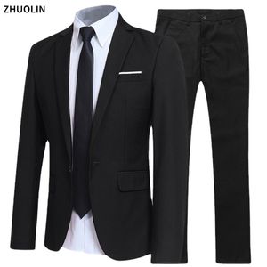 Mens Suits Blazers Men sätter 2 stycken Elegant Luxury Formal Wedding 3 Full Business Korean Pants Blue Coats Jackor 230829