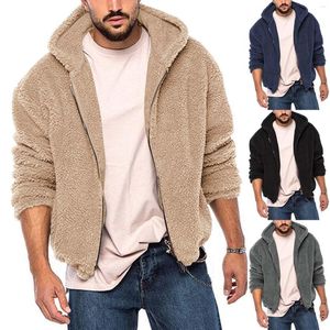 Herrenjacken, Reißverschluss, Kapuzenjacke, große Strickjacke, gepolstert, verdickt, einfarbig, Schößchen-P-Mantel, Herren