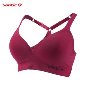 Set Santic Women Sports Bra Yoga Underwear Padded Fitness Gym Running Vest Yoga Bras Sexig Y Type Crop Top Bras Women Asian Size Size