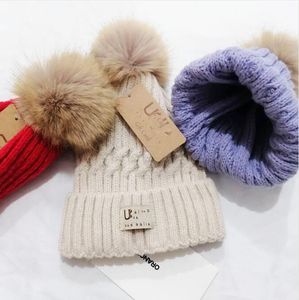 Women Woolen Hat Designer Designer Knitted Beanie Chunky Beanie Hat Winter Knit Thick Warm Faux Fur Pom Beanies Hats Female Bonne S