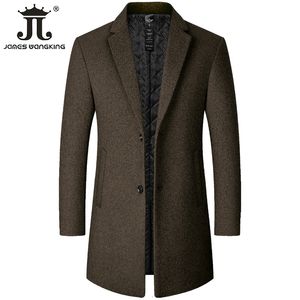 Mens Wool Blends Male Woolen Coat Solid Color Slim MidLength Windbreaker Warm WearResistant Business Formal Wear Casual Jacket 230829